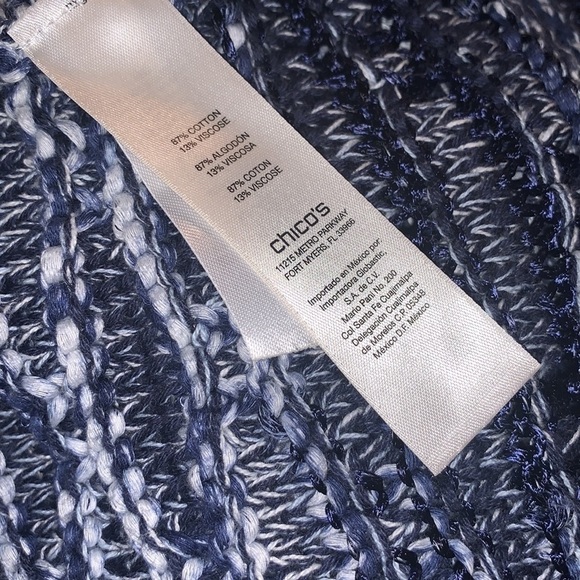 Chico’s Blue Open Front Coverlet Fringe Bottom -Size 2 - Picture 3 of 4